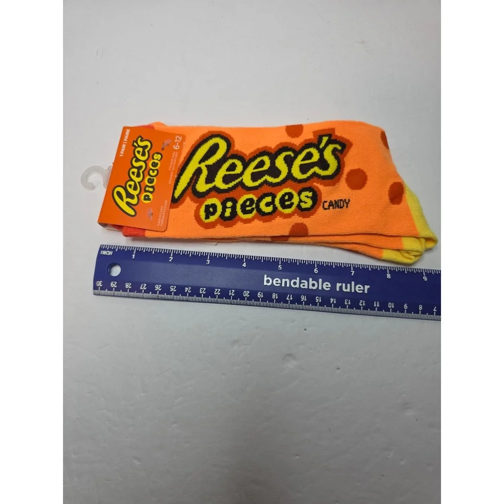NWT Hershey Reeses Pieces Candy Orange Polka Dot Crew Socks Shoe Size 6-12 NWT